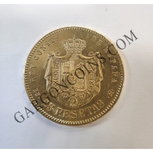 ORO Alfonso XII 25 Pesetas 1878 DEM GOLD