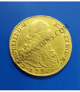 Oro Carlos IV n 2 escudos 1790 Madrid MF MBC+